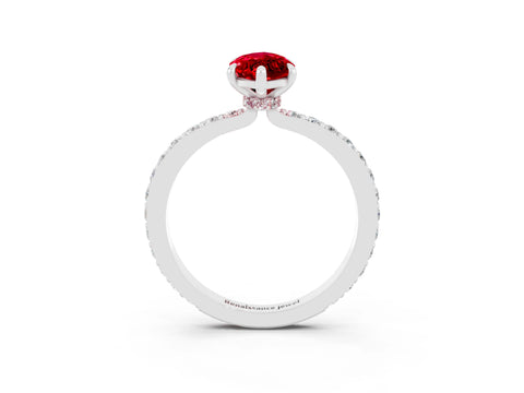 White gold Marquise Cut Ruby Pavé Engagement Ring with Round  Accents and Prong Setting_27