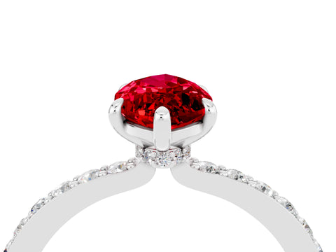 White gold Marquise Cut Ruby Pavé Engagement Ring with Round  Accents and Prong Setting_28