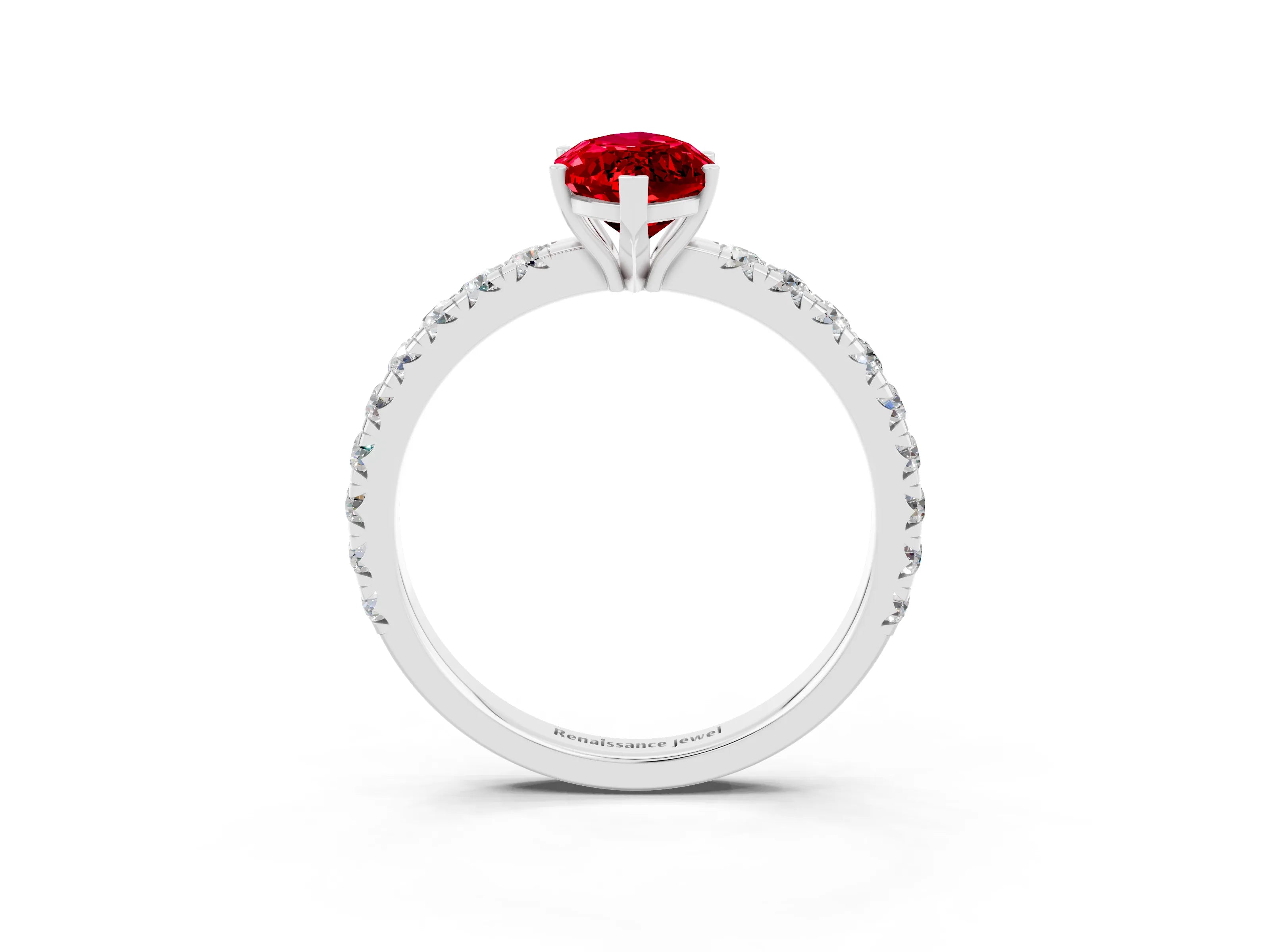 White gold Marquise Cut Ruby Pavé Solitaire Engagement Ring with Four-Prong Setting_15