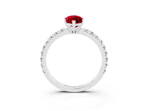 White gold Marquise Cut Ruby Pavé Solitaire Engagement Ring with Four-Prong Setting_15