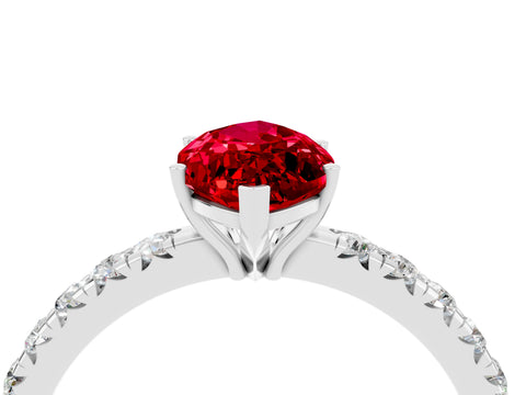 White gold Marquise Cut Ruby Pavé Solitaire Engagement Ring with Four-Prong Setting_16
