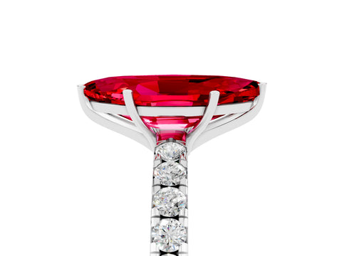 White gold Marquise Cut Ruby Pavé Solitaire Engagement Ring with Four-Prong Setting_17