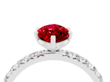 White gold Marquise Cut Ruby Pavé Solitaire Ring with Round Band and Prong Setting_40