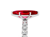 White gold Marquise Cut Ruby Pavé Solitaire Ring with Round Band and Prong Setting_41
