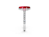 White gold Marquise Cut Ruby Pave Band Solitaire Ring with Four-Prong Setting_26