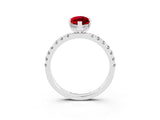 White gold Marquise Cut Ruby Pave Band Solitaire Ring with Four-Prong Setting_27