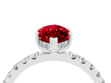 White gold Marquise Cut Ruby Pave Band Solitaire Ring with Four-Prong Setting_28