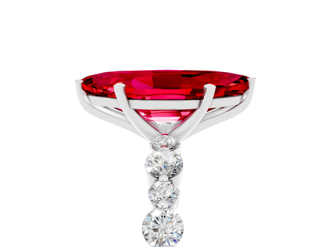 White gold Marquise Cut Ruby Prong Set Engagement Ring with Pavé Band_5
