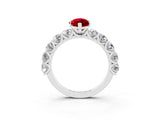 White gold Marquise Cut Ruby Prong Setting with Side Stones on a Pave Band_3