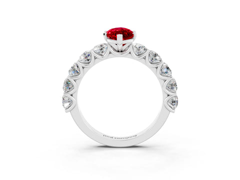 White gold Marquise Cut Ruby Prong Setting with Side Stones on a Pave Band_3