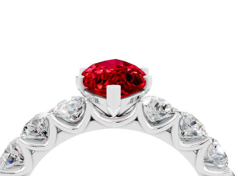 White gold Marquise Cut Ruby Prong Setting with Side Stones on a Pave Band_4