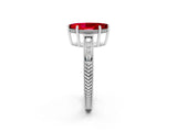 White gold Marquise Cut Ruby Ring with Milgrain Pavé Band and Four-Prong Setting_14