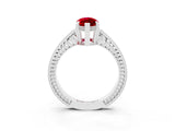 White gold Marquise Cut Ruby Ring with Milgrain Pavé Band and Four-Prong Setting_15