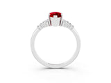 White gold Marquise Cut Ruby Ring with Side Stones and Four-Prong Setting_39