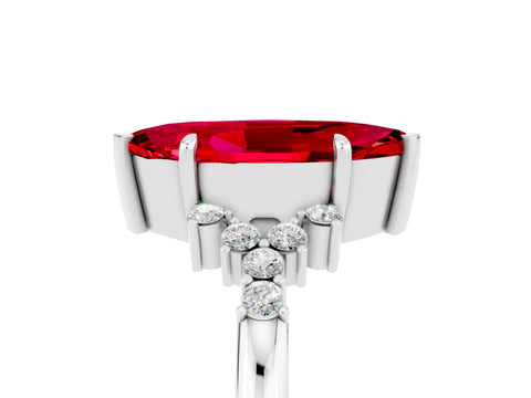 White gold Marquise Cut Ruby Ring with Side Stones and Four-Prong Setting_41