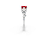 White gold Marquise Cut Ruby Scattered Round Accent Ring with Prong Setting_26