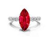 White gold Marquise Cut Ruby Side Stone Solitaire Ring with Round  and Four-Prong Setting_48