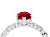 White gold Marquise Cut Ruby Side Stone Solitaire Ring with Round  and Four-Prong Setting_52
