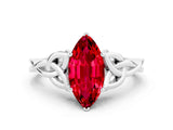 White gold Marquise Cut Ruby Solitaire Celtic Knot Ring with Four-Prong Setting_12