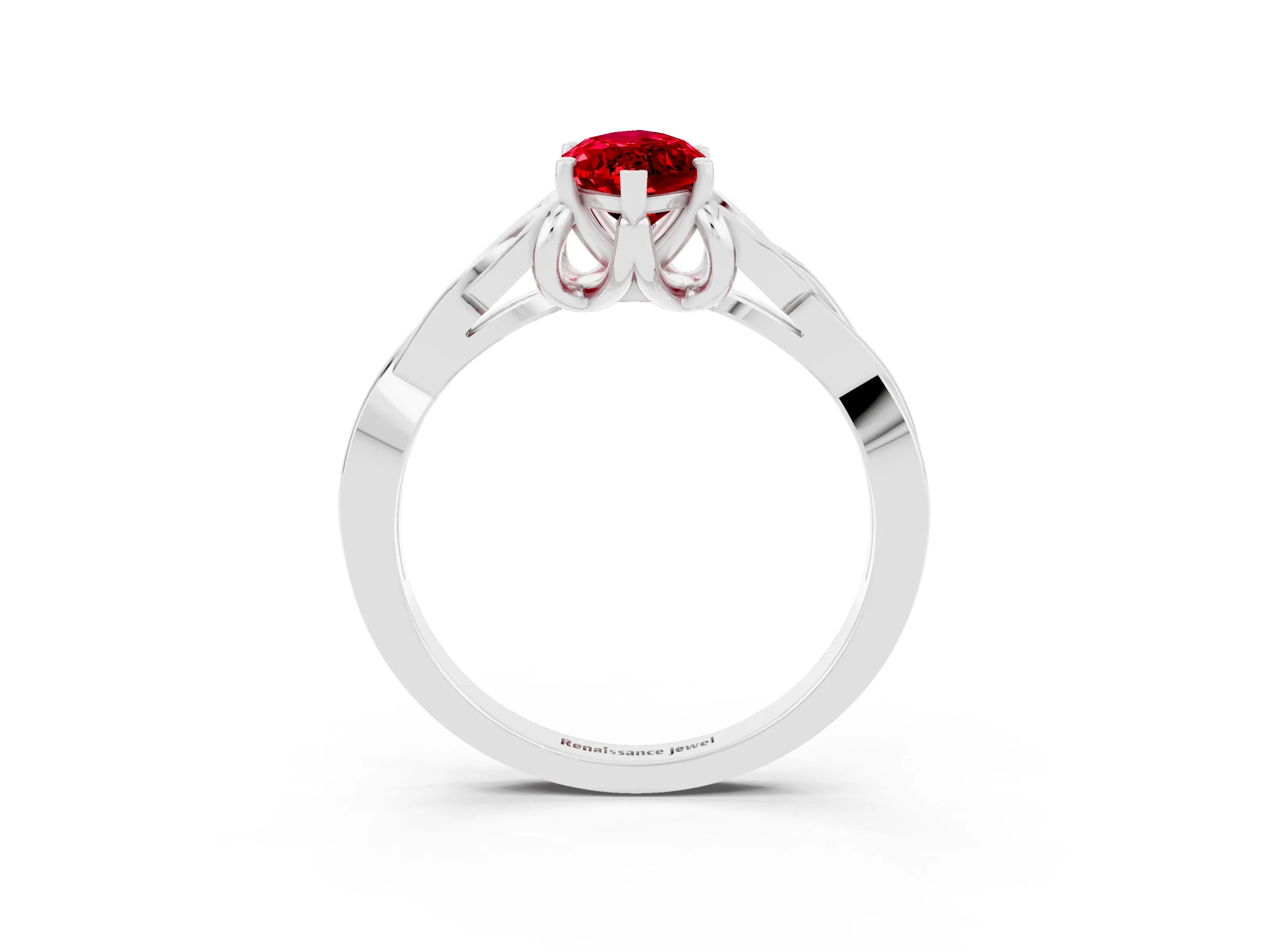 White gold Marquise Cut Ruby Solitaire Celtic Knot Ring with Four-Prong Setting_15