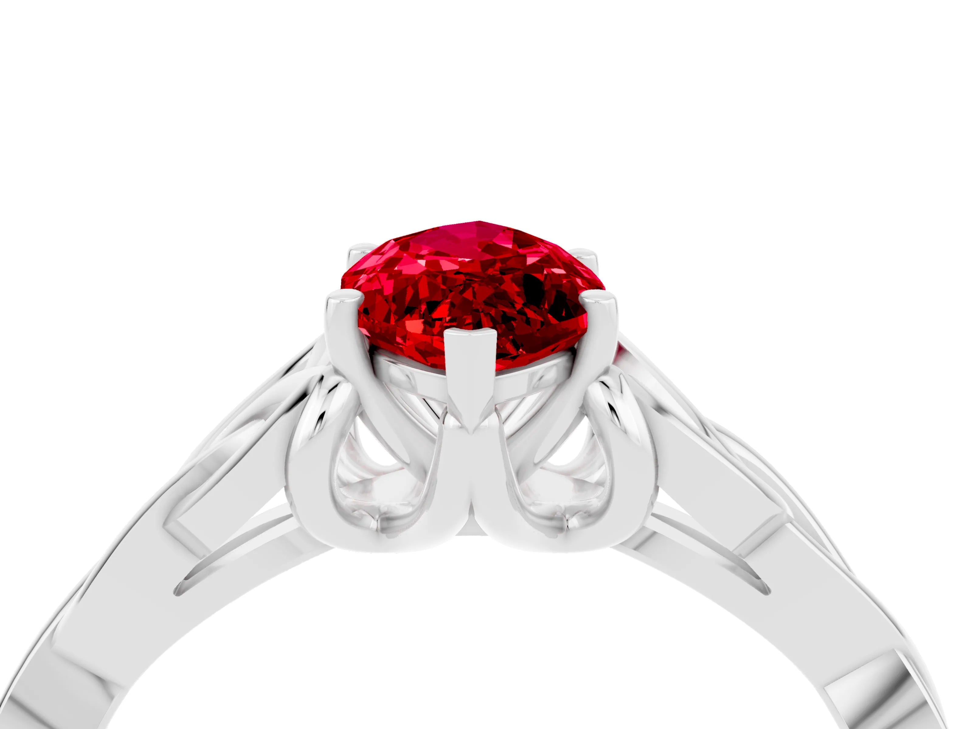 White gold Marquise Cut Ruby Solitaire Celtic Knot Ring with Four-Prong Setting_16