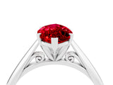 White gold Marquise Cut Ruby Solitaire Engagement Ring with Cathedral Setting and Four-Prong Mount_34