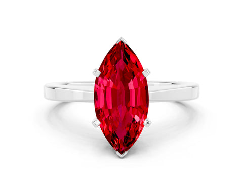 White gold Marquise Cut Ruby Solitaire Engagement Ring with Classic Band and Four-Prong Setting_24