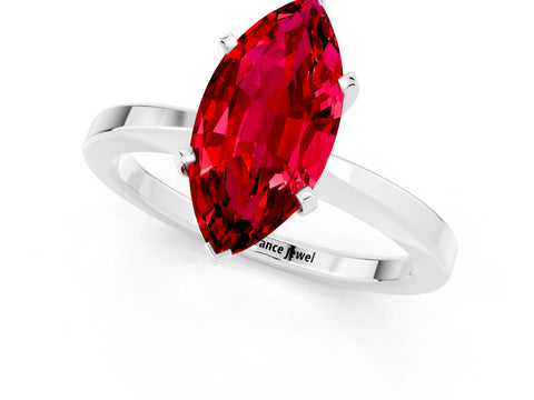 White gold Marquise Cut Ruby Solitaire Engagement Ring with Classic Band and Four-Prong Setting_25