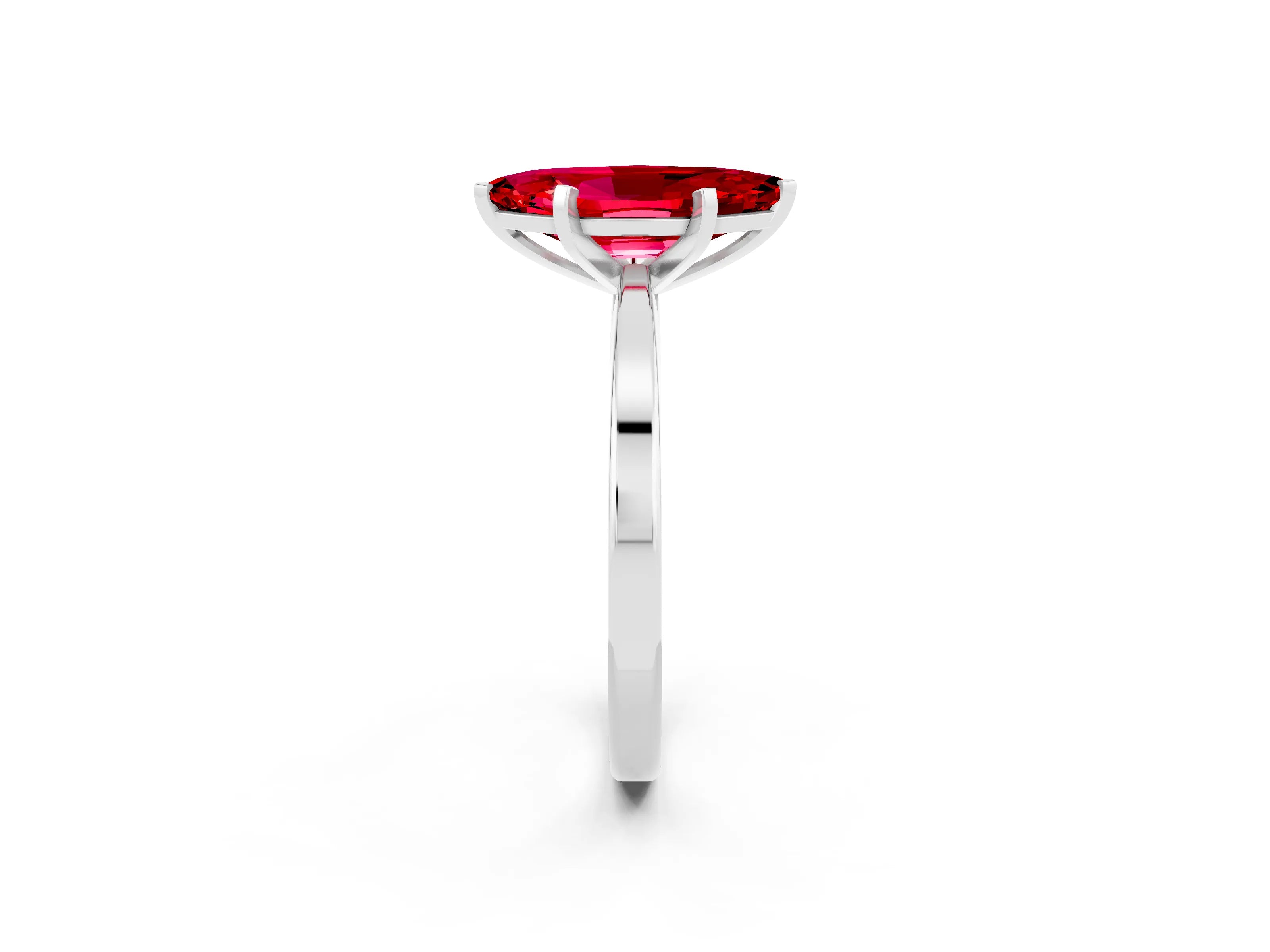 White gold Marquise Cut Ruby Solitaire Engagement Ring with Classic Band and Four-Prong Setting_26