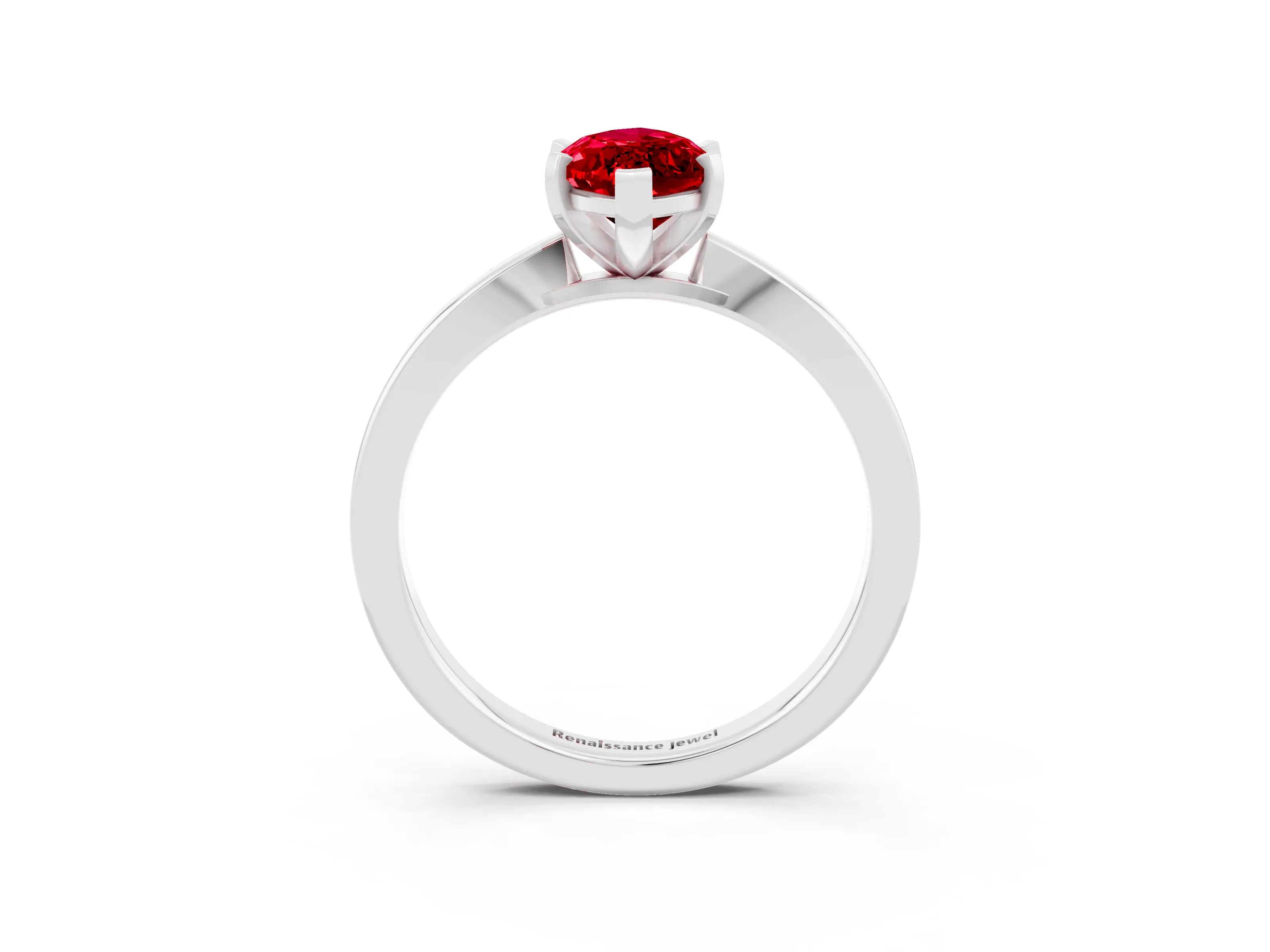 White gold Marquise Cut Ruby Solitaire Engagement Ring with Classic Band and Four-Prong Setting_27