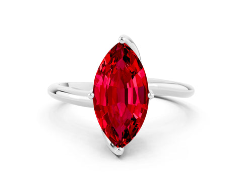 White gold Marquise Cut Ruby Solitaire Engagement Ring with Four-Prong Setting and Classic Band_12