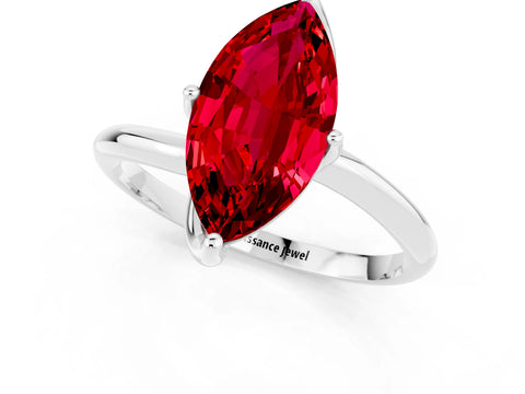 White gold Marquise Cut Ruby Solitaire Engagement Ring with Four-Prong Setting and Classic Band_13