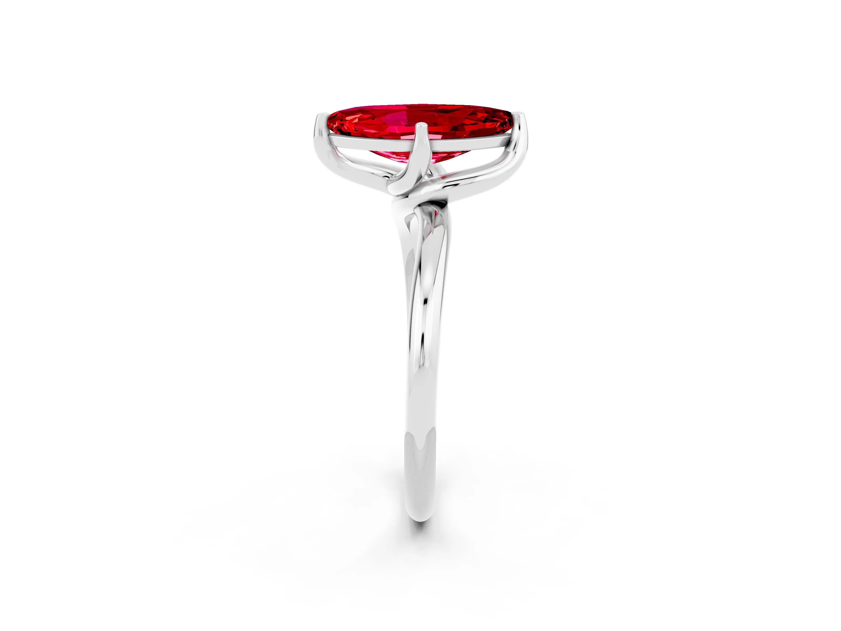 White gold Marquise Cut Ruby Solitaire Engagement Ring with Four-Prong Setting and Classic Band_14