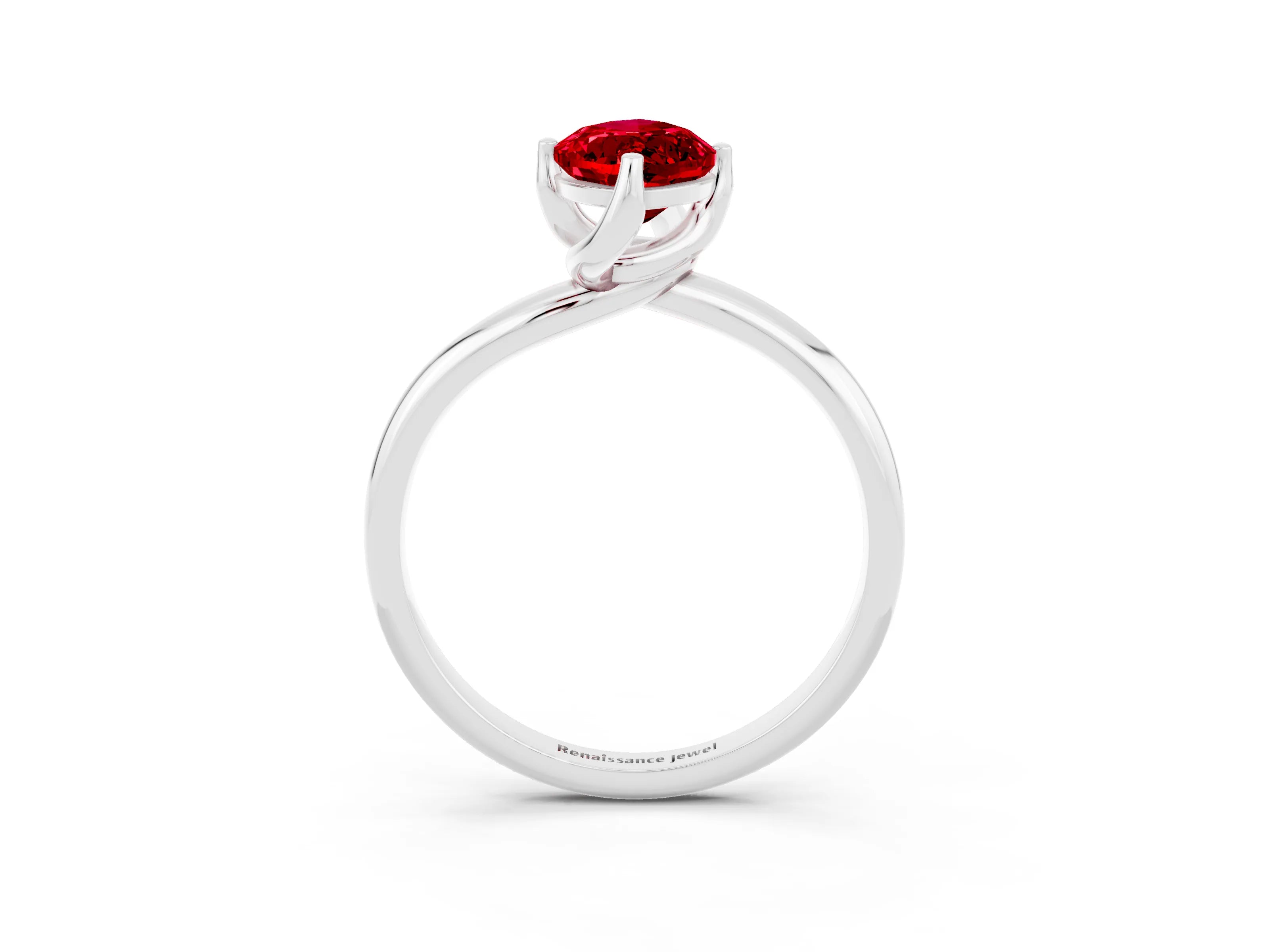 White gold Marquise Cut Ruby Solitaire Engagement Ring with Four-Prong Setting and Classic Band_15