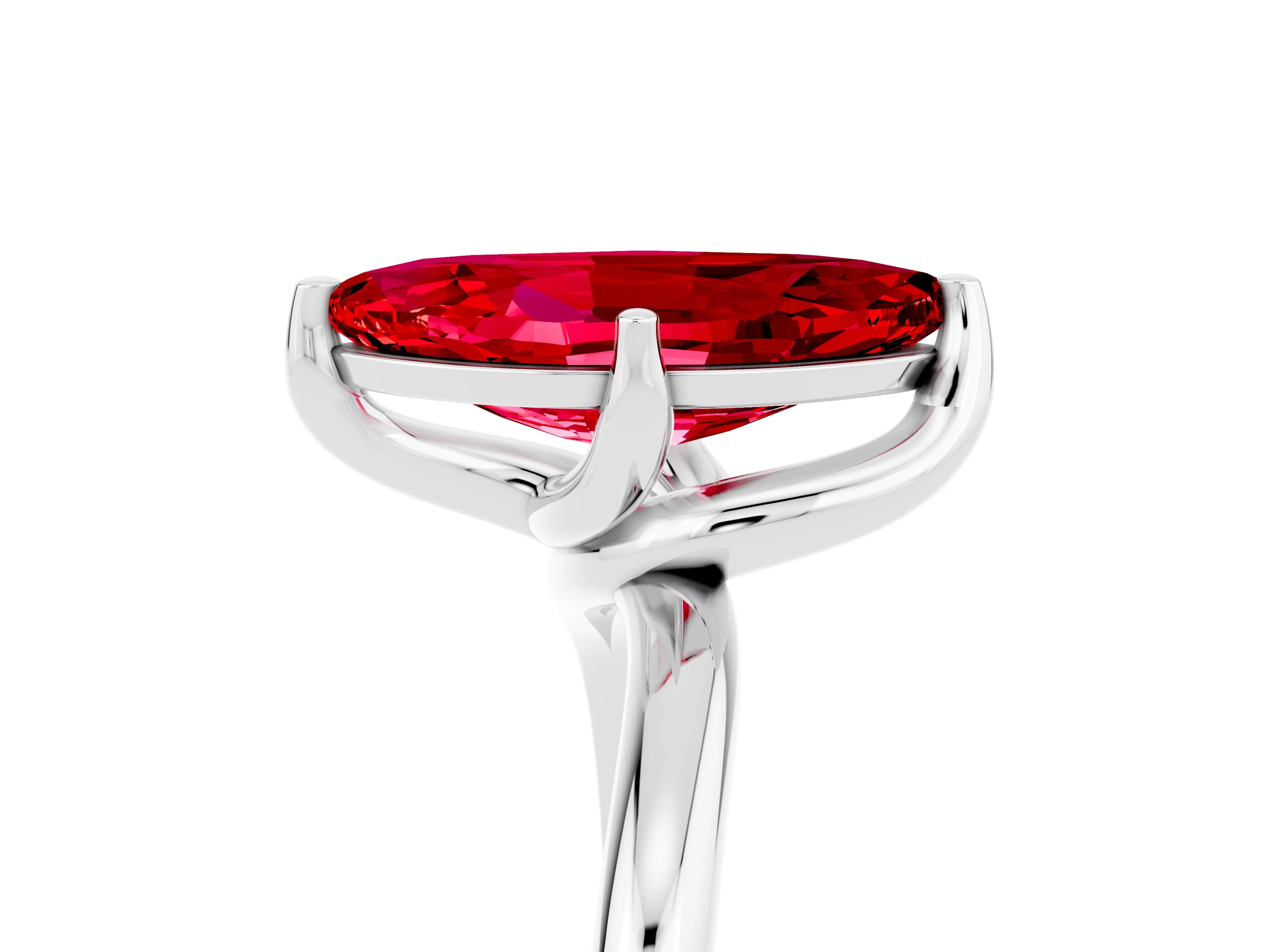 White gold Marquise Cut Ruby Solitaire Engagement Ring with Four-Prong Setting and Classic Band_17