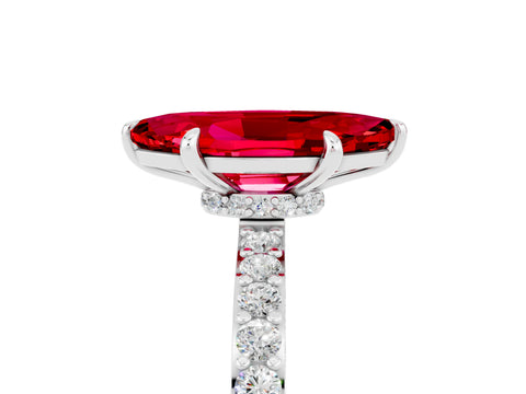 White gold Marquise Cut Ruby Solitaire Engagement Ring with Pavé Band and Four-Prong Setting_5