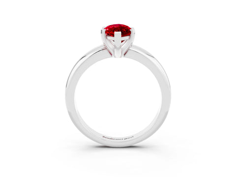White gold Marquise Cut Ruby Solitaire Engagement Ring with Round Band and Four-Prong Setting_3