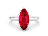 White gold Marquise Cut Ruby Solitaire Engagement Ring with Round Band and Four-Prong Setting