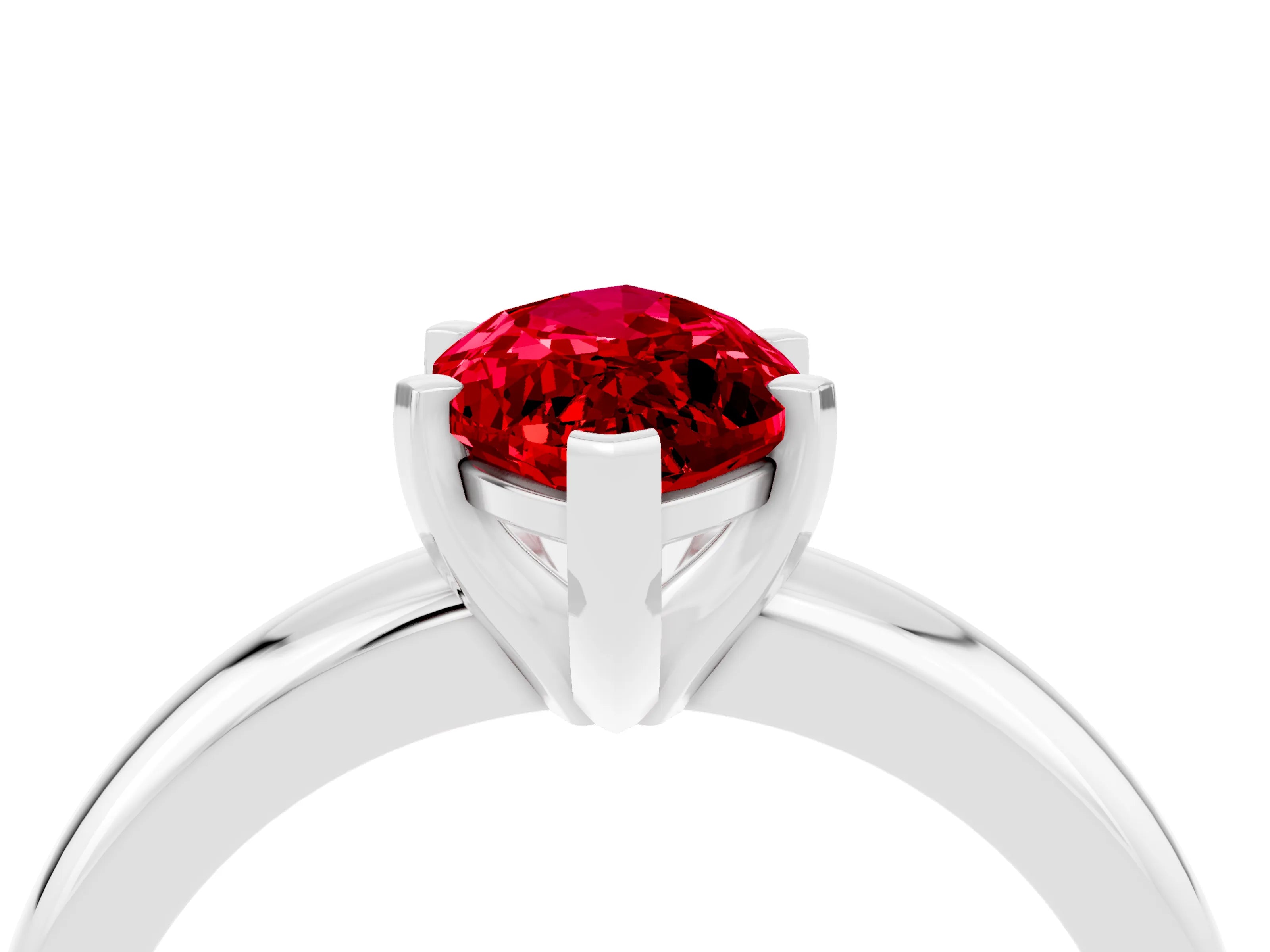 White gold Marquise Cut Ruby Solitaire Engagement Ring with Round Band and Four-Prong Setting_4