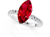 White gold Marquise Cut Ruby Solitaire Pavé Band with Four-Prong Setting_1