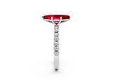 White gold Marquise Cut Ruby Solitaire Pavé Band with Four-Prong Setting_2