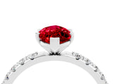 White gold Marquise Cut Ruby Solitaire Pavé Band with Four-Prong Setting_4
