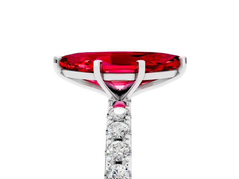 White gold Marquise Cut Ruby Solitaire Pavé Band with Four-Prong Setting_5