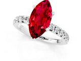 White gold Marquise Cut Ruby Solitaire Pavé Engagement Ring with Round Band and Prong Setting_13