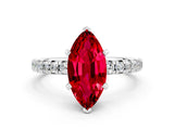 White gold Marquise Cut Ruby Solitaire Pavé Engagement Ring with Round Band and Prong Setting_78