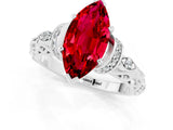 White gold Marquise Cut Ruby Solitaire Ring with Filigree Band and Four-Prong Setting_25