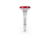 White gold Marquise Cut Ruby Solitaire Ring with Filigree Band and Four-Prong Setting_26