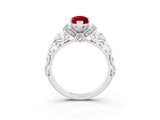 White gold Marquise Cut Ruby Solitaire Ring with Filigree Band and Four-Prong Setting_27