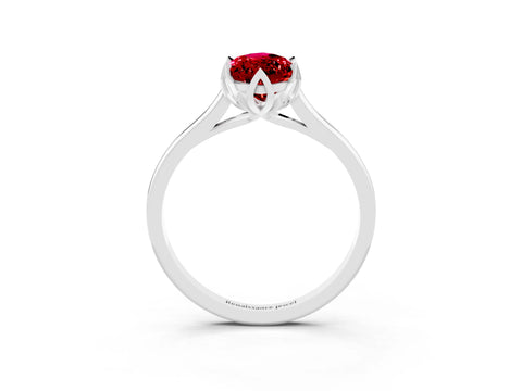White gold Marquise Cut Ruby Solitaire Ring with Flower Prong Setting and Classic Band_15