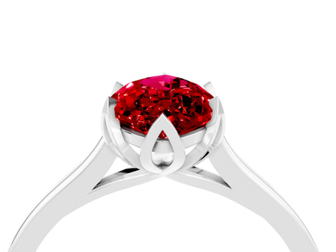 White gold Marquise Cut Ruby Solitaire Ring with Flower Prong Setting and Classic Band_16